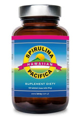 Cyanotech Kenay Spirulina Pacifica dietary supplement bottle with 180 tablets, known for health benefits.