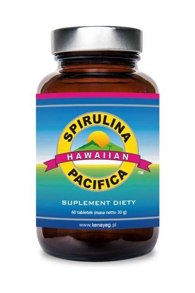 Cyanotech Co Spirulina Pacifica dietary supplement bottle promoting health benefits and natural ingredients.