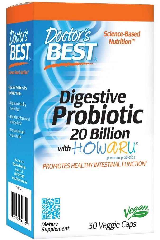 Doctor's Best - Digestive Probiotic, 20 Billion CFU - 30 vcaps