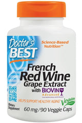 Doctor's Best - French Red Wine Grape Extract with Biovin, 60mg - 90 vcaps - Nutri.se