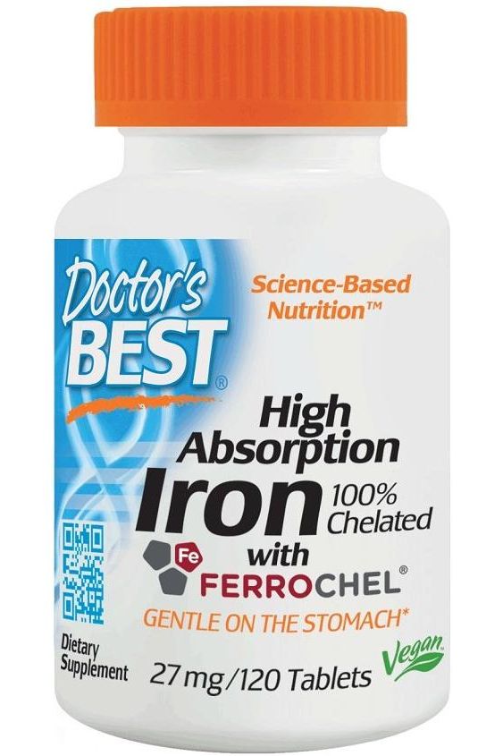 Doctor's Best - High Absorption Iron, 27mg - 120 tablets - Nutri.se
