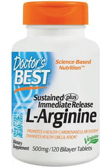 Doctor's Best - L-Arginine - Sustained + Immediate Release, 500mg - 120 tablets - Nutri.se