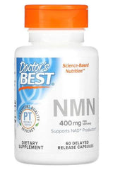 Doctor's Best NMN dietary supplement with 400mg in 60 delayed release capsules for cellular health.