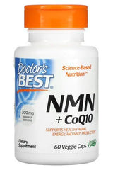 Doctor's Best NMN + CoQ10 dietary supplement, 300 mg NMN for healthy aging and energy, 60 veggie caps.