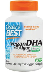 Doctor's Best - Vegan DHA from Algae, 200mg - 60 veggie softgels - Nutri.se