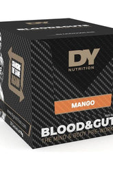 Dorian Yates Blood and Guts Pre-Workout Sachets in Mango flavor, 20x19g pack for focus and energy boost.