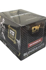 Dorian Yates Blood and Guts pre-workout sachets in watermelon flavor, 20 packs of 19g for enhanced focus and performance.