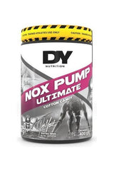 Dorian Yates NOX Pump Ultimate 400g in cotton candy flavor for enhanced workout performance.
