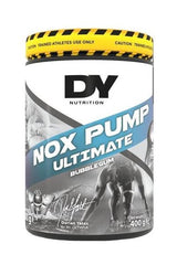Dorian Yates Nox Pump Ultimate 400g pre-workout supplement in bubblegum flavor.
