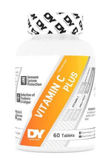 Dorian Yates Vitamin C Plus bottle with 60 tablets for immune system support and health benefits.