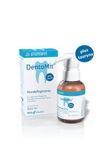 Dentomit dental care spray by Dr. Enzmann, enriched with coenzyme Q10 and taurine for improved oral health.