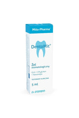 Dentomit gel packaging by Dr. Enzmann, 5 ml, for intensive oral care with Q10 and natural ingredients.
