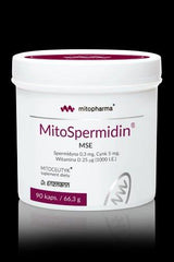 MitoSpermidin® by Dr. Enzmann, a dietary supplement with vitamin D, zinc, and spirulina, in a 90 capsule container.