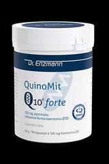 Dr. Enzmann QuinoMit Q10 forte supplement with 100 mg ubichinol for heart health and energy support.