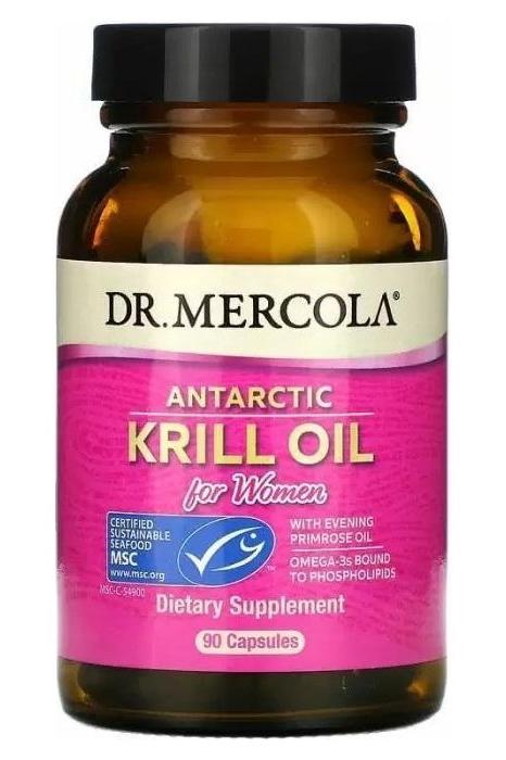 Dr. Mercola Antarctic Krill Oil for Women, 90 capsules dietary supplement bottle