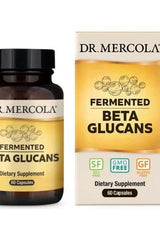 Dr. Mercola Fermented Beta Glucans dietary supplement, 60 capsules for immune support and gut health.