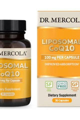 Dr. Mercola Liposomal CoQ10 dietary supplement, 30 capsules for improved absorption and heart health.