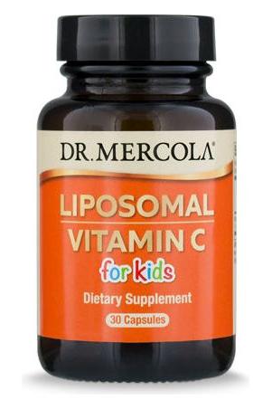 Dr. Mercola Liposomal Vitamin C for Kids, 30 capsules, dietary supplement for immune support and energy metabolism.