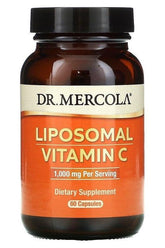 Dr. Mercola Liposomal Vitamin C supplement bottle with 60 capsules, 1000 mg per serving.