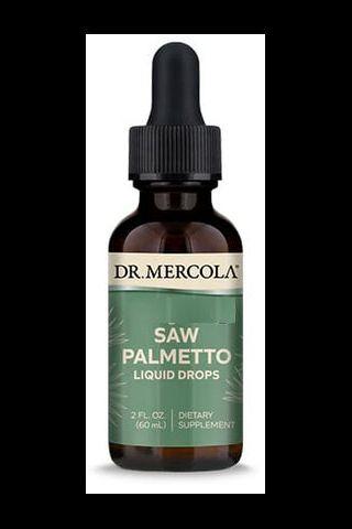 Dr. Mercola Organic Saw Palmetto Liquid Drops, 60 ml dietary supplement for men's urinary health.