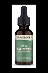 Dr. Mercola Organic Saw Palmetto Liquid Drops, 60 ml dietary supplement for men's urinary health.