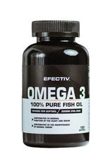 Efectiv Nutrition Omega 3 supplement bottle with 100% pure fish oil for heart and brain health