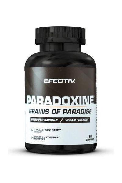 Efectiv Nutrition Paradoxine dietary supplement bottle with Grains of Paradise extract for weight management and energy.