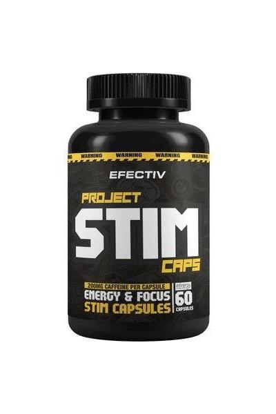 Efectiv Nutrition Project Stim caffeine capsules for energy and focus, 60 count bottle.