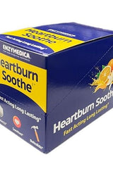 Enzymedica Heartburn Soothe box with text highlighting fast acting relief and natural ingredients.