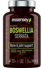 Essensey Boswellia Serrata supplement bottle for bone and joint support, 90 capsules, 1000 mg Indian frankincense extract.