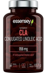 Essensey CLA supplement bottle containing 90 capsules of conjugated linoleic acid, 958 mg per serving.