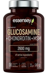 Essensey glucosamine, chondroitin, and MSM supplement bottle, 120 capsules for joint health support.