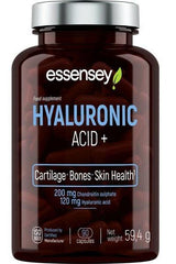 Essensey Hyaluronic Acid+ 90 capsules for skin, bones, and cartilage health with antioxidant support.