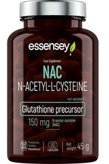 Essensey NAC N-acetyl-L-cystein supplement bottle with 90 fast-absorbing capsules, 150 mg per serving.