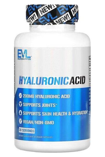 EVLution Nutrition Hyaluronic Acid supplement, 200mg for joint support and skin health, vegan and non-GMO, 30 servings.