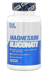 EVLution Nutrition Magnesium Gluconate bottle, vegan supplement for muscle, nerve, and heart support, 60 servings.