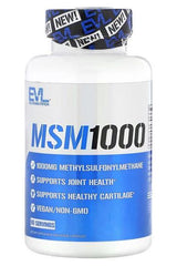 EVLution Nutrition MSM 1000 bottle, 1000MG Methylsulfonylmethane supports joint health and healthy cartilage.