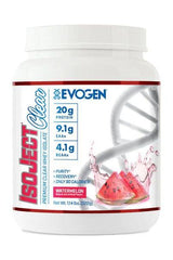 Evogen IsoJect Clear watermelon flavor protein powder, low calories, high purity whey isolate.