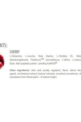 Ingredients list for Extrifit Actinox Nitro Peptides featuring Cherry flavor and key amino acids.