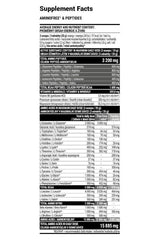 Supplement facts for Extrifit AminoFree Peptides showing active ingredients and nutritional information.