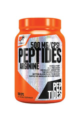 Extrifit Arginine Peptides 500 mg supplement bottle for muscle pump and improved absorption.