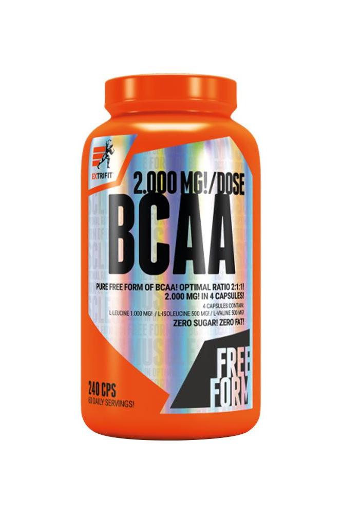 Extrifit BCAA 2:1:1 Pure capsules, 240 servings, enhances muscle growth and recovery with zero sugar.