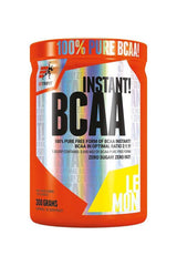 Extrifit BCAA Instant supplement container, 100% pure, zero sugar and fat, 300 grams, lemon flavor.