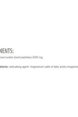 Ingredient list for Extrifit Beef Peptides, highlighting 2000 mg of beef peptides per tablet.