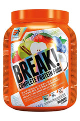 Extrifit Break! Complete Protein Food container with colorful label showing nutritional info and ingredients.