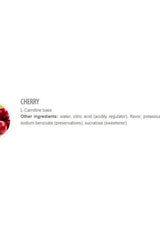 Cherry flavor ingredient list for L-Carnitine base, including water, citric acid, and sucralose.