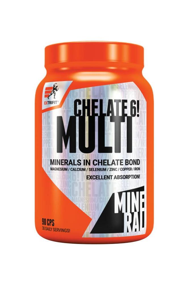 Extrifit Chelate 6! multimineral supplement bottle with key minerals and excellent absorption, 90 capsules.