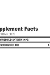 Supplement facts for Extrifit CLA 1000 mg Caps, detailing content of conjugated linoleic acid per capsule.