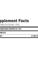 Supplement facts for Extrifit Coenzyme Q10 30 mg capsules detailing ingredients and nutritional information.