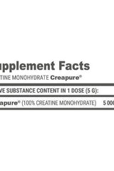 Supplement facts for Extrifit Creatine Monohydrate Creapure, showing dosage information.